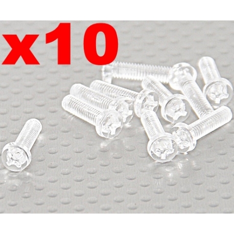 LOT DE 10 VIS  EN POLYCARBONATE TRANSPARENTES CRUCIFORME  M3 X 4mm