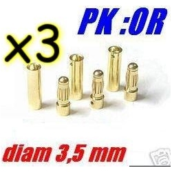 PRISES PK OR PAR 3 PAIRES DIAMETRE 3.5mm 60A MAXI