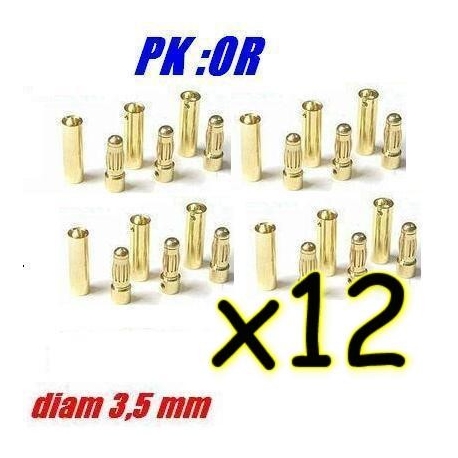 PRISES PK OR PAR 12 PAIRES DIAMETRE 3.5mm 60A MAXI