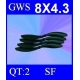 HELICES TYPE GWS 8X4.3 SLOW FLYER PAR DEUX PIECES
